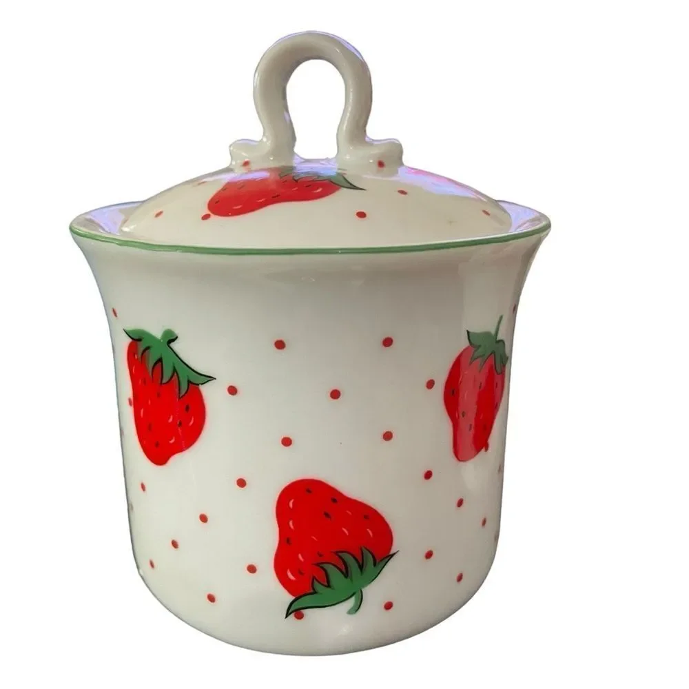 STRAWBERRY CREAMER AND‎ SUGAR BOWL